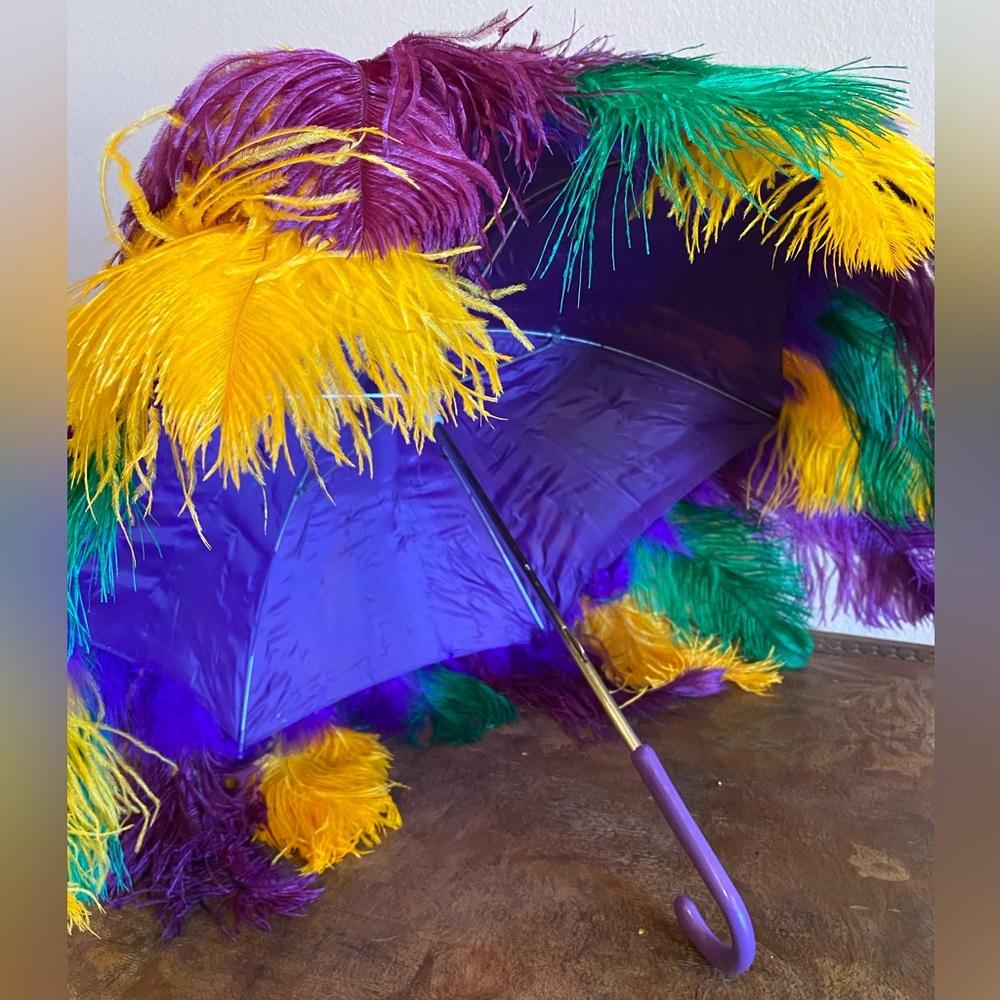 Mardi Gras Feather Parasol